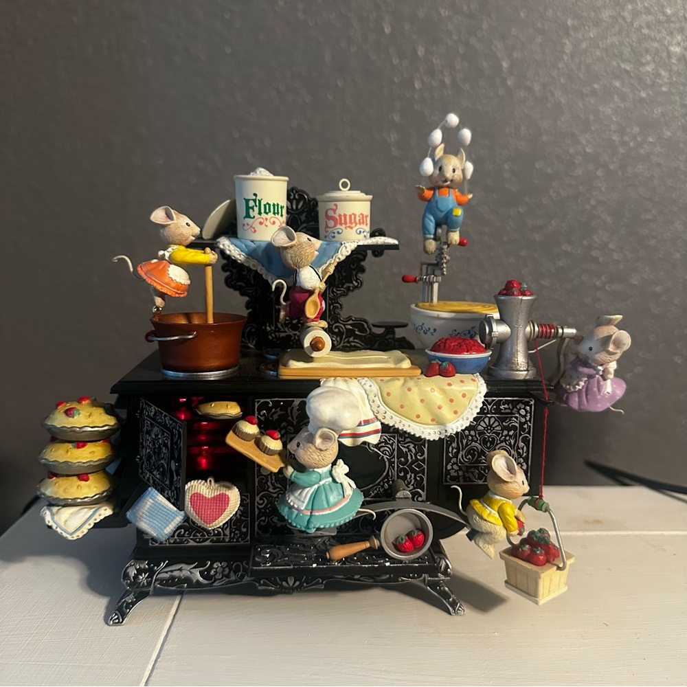 Vintage 1992 Enesco Home On The Range Working Mice Musical Animated Figures 9”
